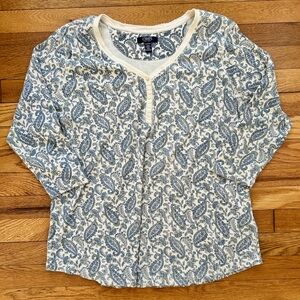 Chaps Women’s Paisley 3/4 Length Sleeve Top - Size 1X